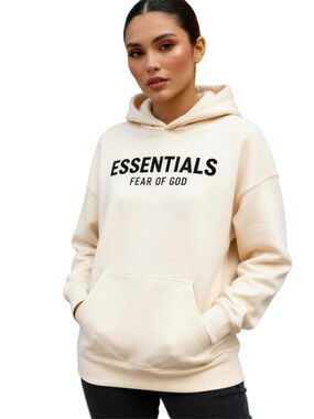 Essentials Fear of God Unisex Cream Hooded Sweatshirt Size XXL 14/16